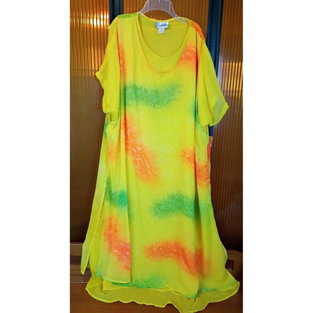 NWT Sz 3X Signature Sheer Tie Dye Summer Breezy Lightweight Dress NEW